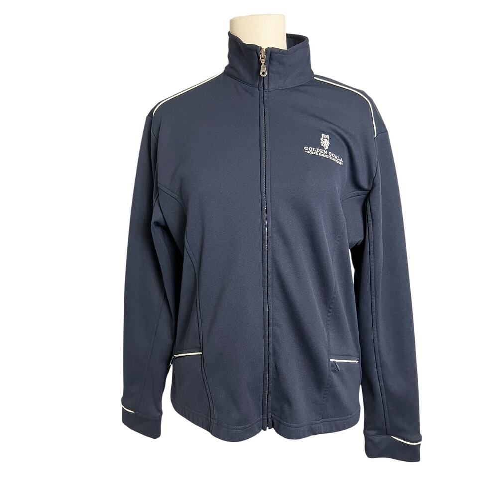 Kate Lord Golf Jacket Womens Large Blue Full Zip Softshell Golden Ocala Club